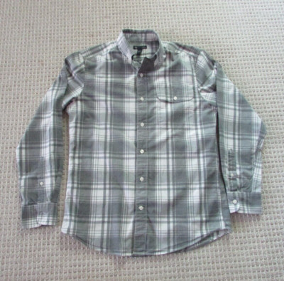 Gap Slim Fit Small Button Up Cotton Gray/White Plaid Measurements in pics #711