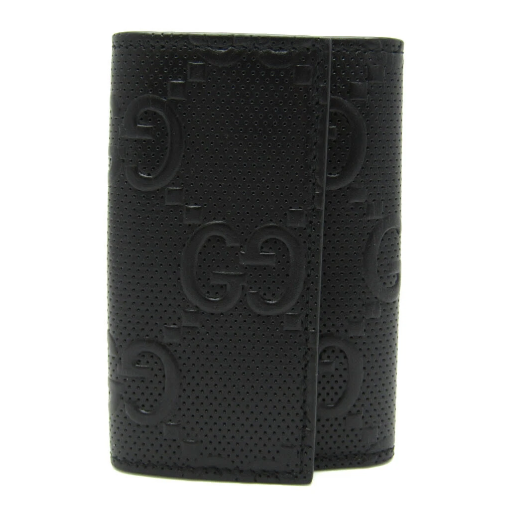 Gucci GG Embossed 625565 Men Women Leather Key Case Black BF567202
