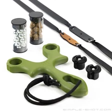 SimpleShot BEANFLIP Slingshot Bundle with 2 Flat Bands, Target, Steel Clay Ammo