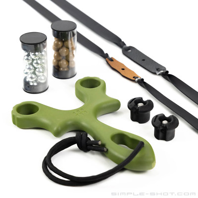 SimpleShot BEANFLIP Slingshot Bundle with 2 Flat Bands, Spinner Target, and Ammo