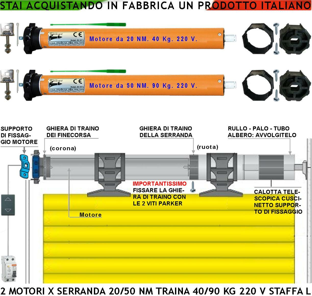 Motori Tapparella Elettrica 220V 20-50 Nm Offerta Sali Scendi 40-90 Kg