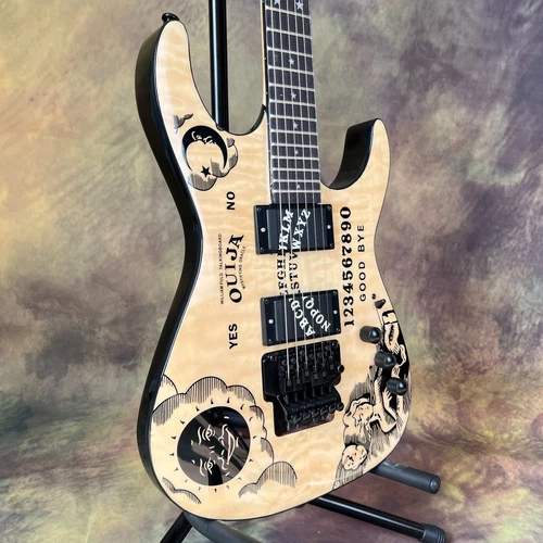 Fabrik Ouija E-Gitarre Naturholz Farbe Sonne und Mond Inlay HH Tonabnehmer - Bild 5 von 6