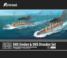 FLYHAWK F1316 1/700 Scale Germany Navy SMS Emden & SMS Dresden Set Model Kit