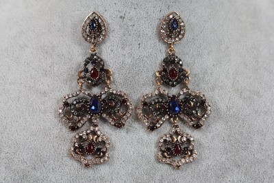 Großes Prunk Collier Halskette Schmuckmetall Steinbesatz Barock Stil