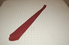 Cravatta, Rossa, Ovali e virgole panna, Seta pura, Vintage anni 1990, Nuova