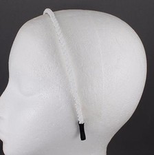 White seed bead headband skinny narrow headband beaded hair band accessory