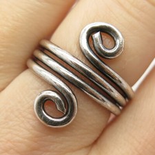 925 Sterling Silver Vintage Swirl / Spiral Ring Size 7 3/4