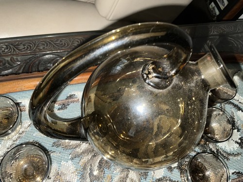 👀RARE Danish ART DECO glass KETTLE DECANTER LIQUEUR SET HOLMEGAARD JACOB BANG - Picture 7 of 23