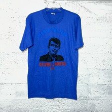Vintage Oliver North Man Of The Year Blue T-Shirt Sz S USA Made Single Stitch