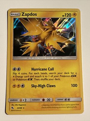 Pokémon TCG Zapdos Hidden Fates 24/68 Holo Holo Rare NM