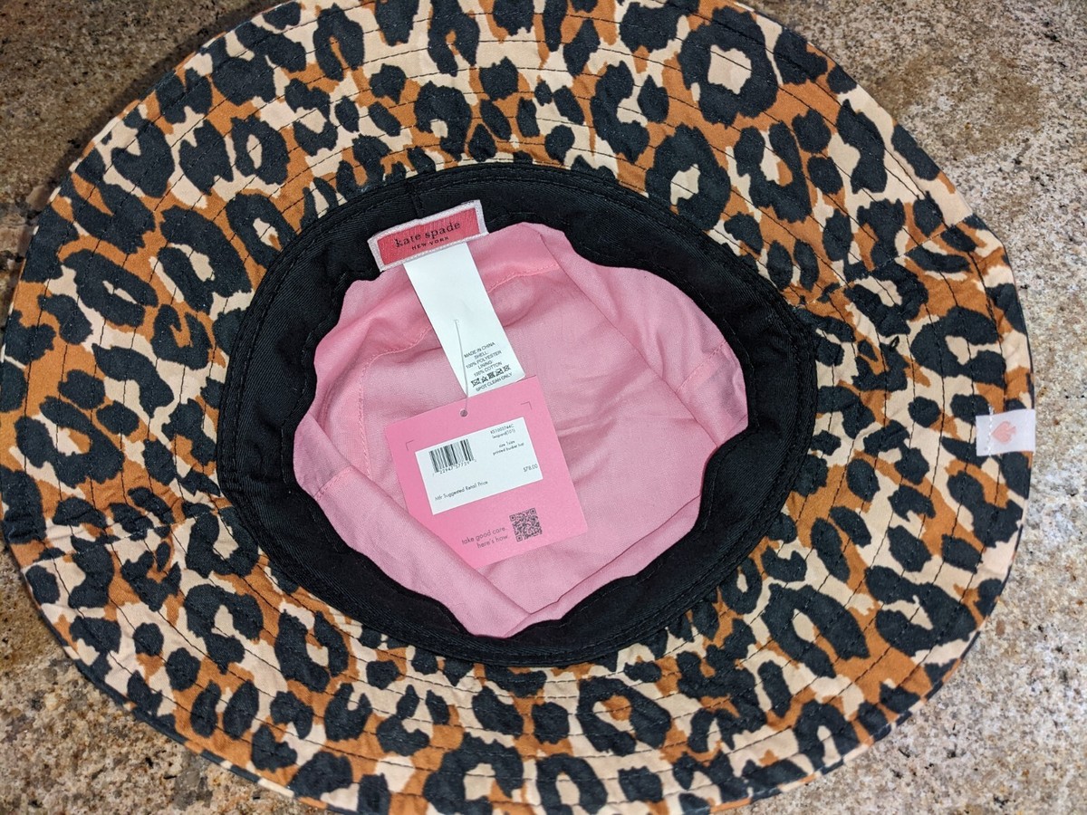 Kate Spade Womens Printed Bucket Hat One Size Leopard Print MSRP