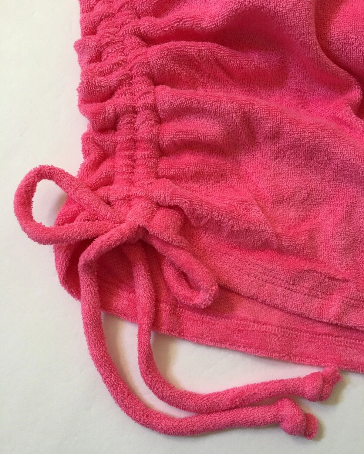 UNDERCOVER Victoria's Secret ROSA Capri Rosa Spiaggia Terry Increspato Abito Laterale Copricostume M NUOVO