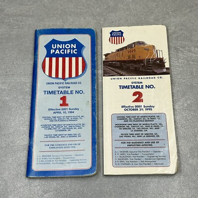 Vintage Union Pacific Railroad Co. Fahrpläne Nr. 1 & 2 1994-1995
