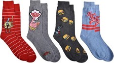 SpongeBob SquarePants The Krusty Krab Nickelodeon 4 Pack Crew Socks 6-12 NEW
