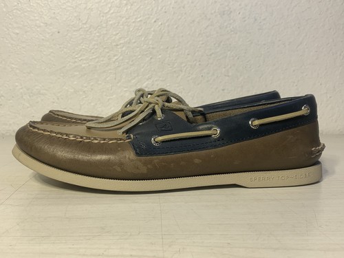 SPERRY TOPSIDER BOAT SHOES RARE BLUE AND TAN COMBO 11.5 M - Picture 2 of 13
