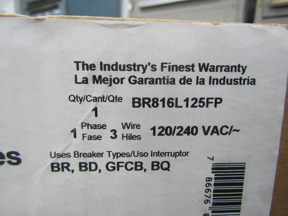 💥NEW SEALED EATON 125 AMP MAIN LUG LOADCENTER 1Ø 3 WIRE 120/240 VAC BR816L125FP - Image 3 of 4