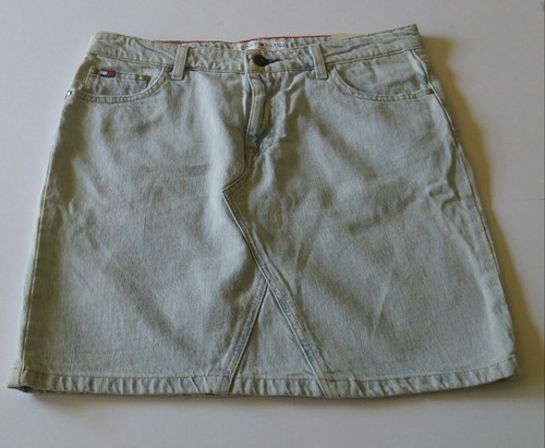 VTG 90's Tommy Hilfiger Denim Mini Skirt Sz 6 Flag Logo Light Blue 30" Waist - Picture 11 of 11
