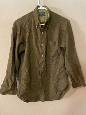 PENDLETON Long Sleeve Button Front 100% Virgin Wool Shirt Size M