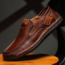 Genuine Leather Men Handmade Shoes Mens Loafers Breathable Slip on Driving Shoes