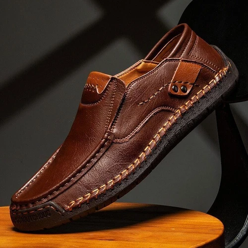 New Womens Men's Leather Handmade Shoes Loafers Breathable Slip On Driving Boots - Bild 1 von 27