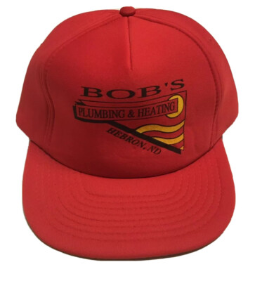 Vtg Bob’s Plumbing And Heating Trucker Hat Repair Cap Hebron North Dakota  ND