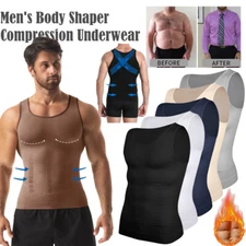 Men's Compression Shirt Slimming Body Shaper Vest Workout Tank Tops Abs Abdomen