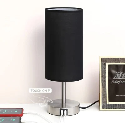 YARRA-DECOR Touch Control Bedside Table Lamp with USB Port - for Bedroom Wood 3 Way Dimmable