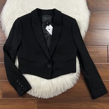 Equipment Women's Size 2 Black Wool Cropped Wright Blazer Jacket