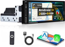 Autoradio 7" 1 DIN Android 15 con Carplay GPS Navi WiFi Bluetooth USB RDS 2+64GB