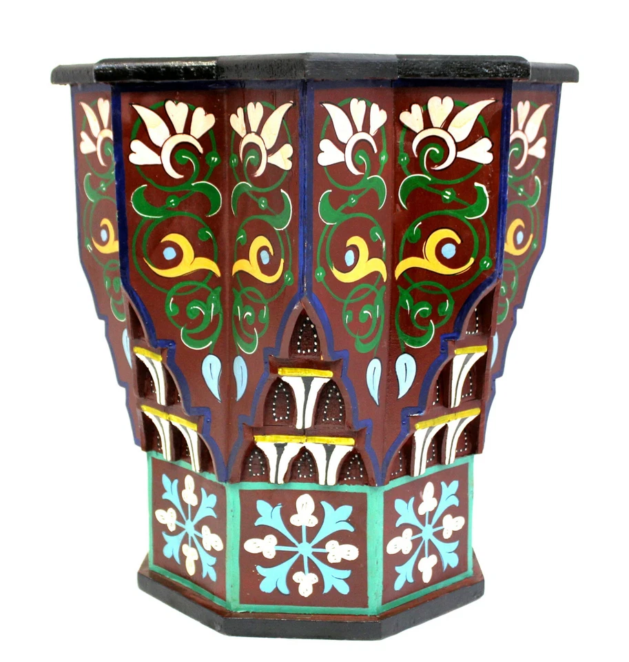 Moroccan Side Table Star Burgundy Red Accent Corner End Piece Authentic Painted - Image 2 of 3