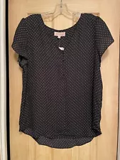 NWT Philosophy Tulip Sleeve V-Neck Dot Print Blouse, L