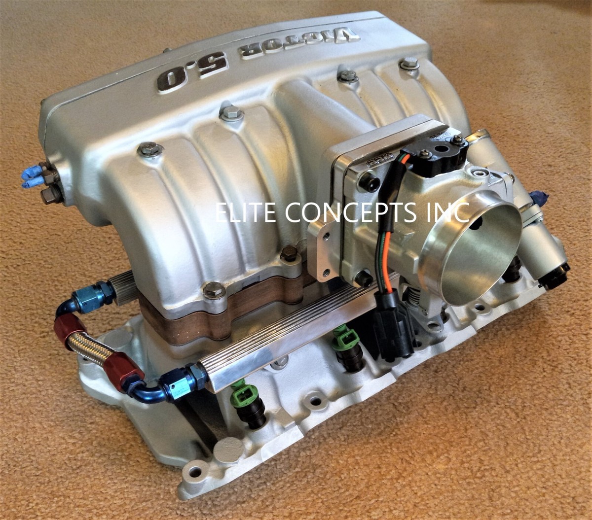 EDELBROCK VICTOR 5.0 INTAKE, T/B, INJECTORS, FUEL RAIL, 86 87-93