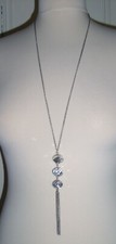 New Ribbon & Asher Long chain & beaded Pendant Necklace in silver colour