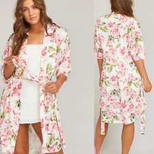 Show Me Your Mumu Pink Floral Brie Robe Garden Of Blooms One Size