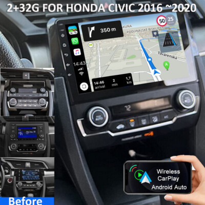 For 2016-2020 Honda Civic CarPlay Android 13 Car Radio Stereo RDS Head Unit