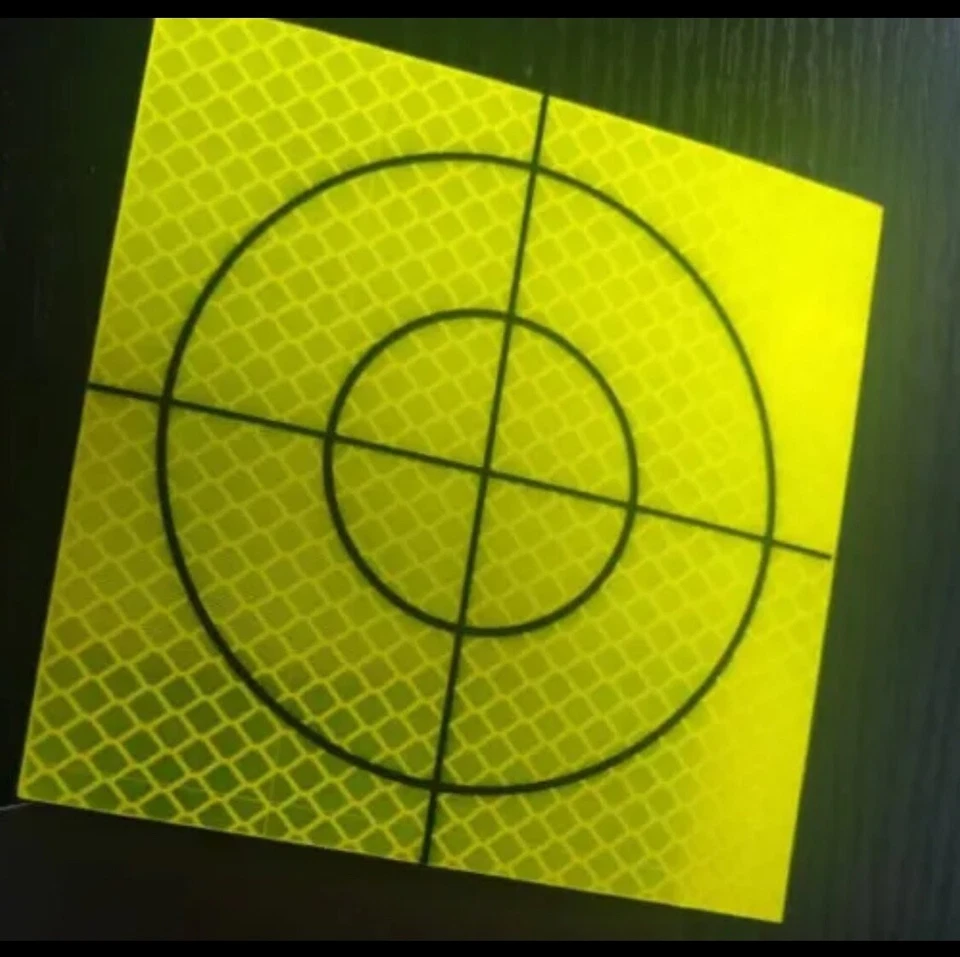 Pack of 10 Yellow Retro Survey Targets 100x100mm Adhesive For Total Stations EDM