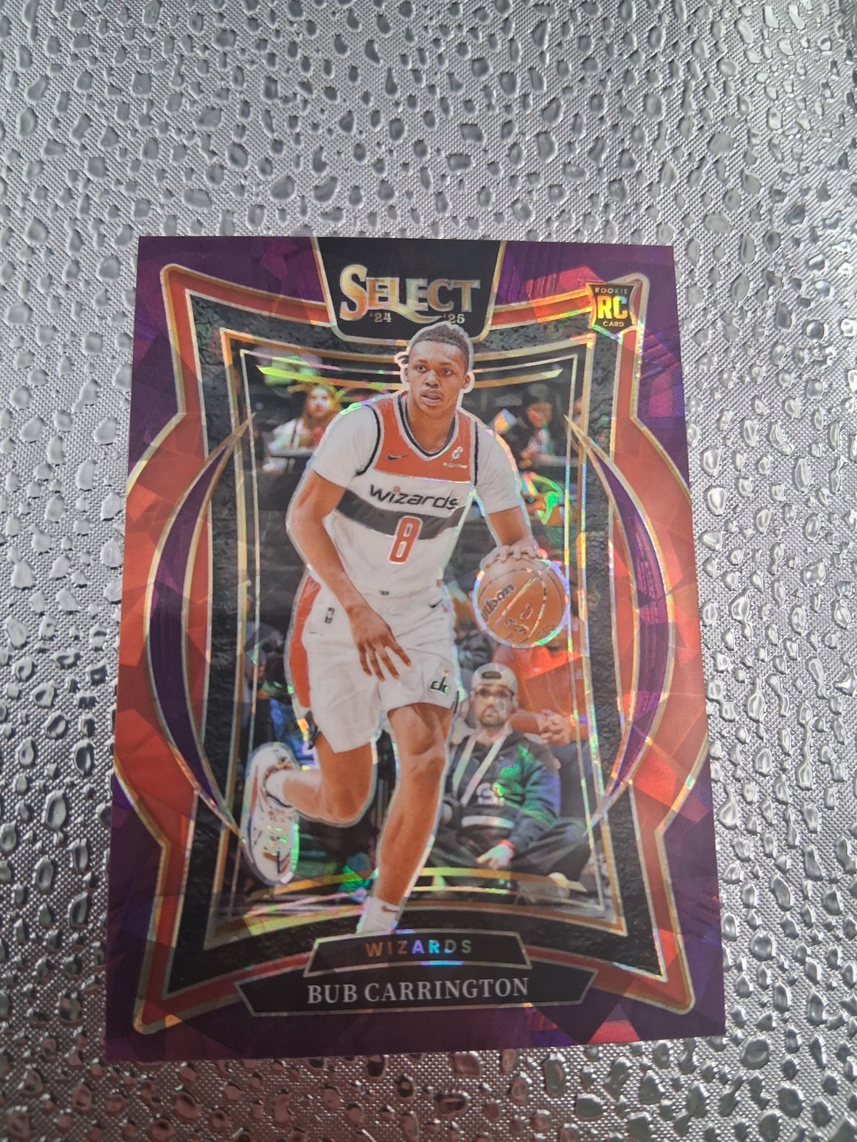 2024-25 Select Bub Carrington Purple Cracked Ice Prizm #81 Rookie RC Wizards /99