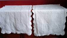 Two Colchas Domingos Matelasse Pillow Shams, Ivory, Scallopped Edge, King Size 