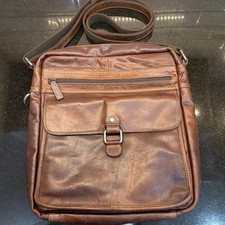 Jack Georges Hand Stained Brown Buffalo Leather Messenger Bag Crossbody 7205