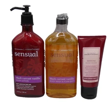 BATH BODY WORKS BLACK CURRANT VANILLA LOTION BODY WASH FOAM BATH HAND CREAM 3-PC