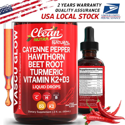 60ML Cayenne Pepper Hawthorn Beet Root Turmeric Vitamin K2+D3 Liquid Drops