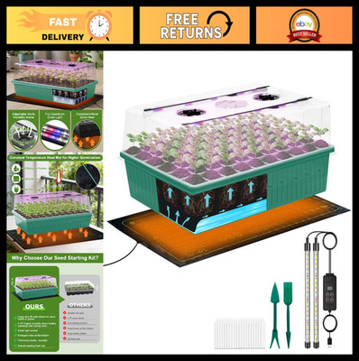 60-Cell Self-Watering Seed Starter Kit with Grow Light & Heat Mat, Adjustable Br