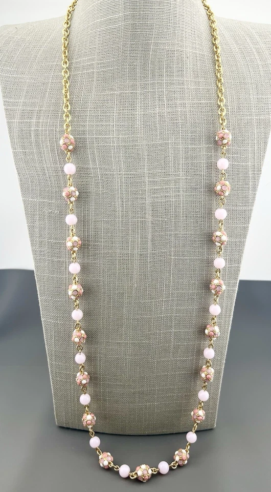 Talbots Beaded Necklace Gold Tone Glass Beads Opera 36” - Image 4 of 4