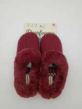 NWT Dearfoams Memory Foam Cordovan Slippers Knit Faux Fur Women's XL 11-12