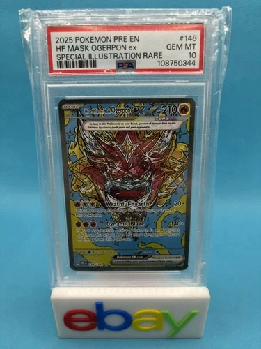 2025 Prismatic Evolutions Hearthflame Mask Ogerpon ex #148 PSA 10