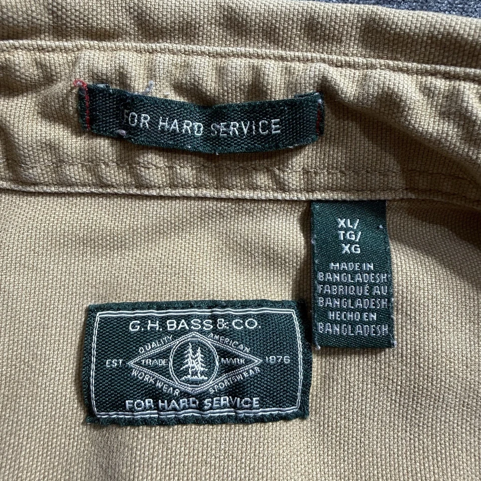 GH 贝斯衬衫男式 XLarge 棕褐色工作服户外辛勤服务法兰绒重量级 — 第 4/4 张图片