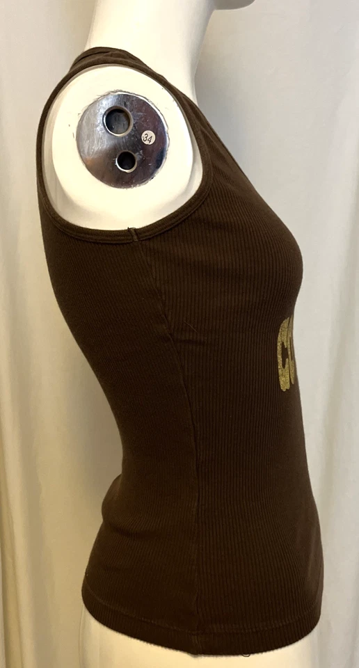 Camiseta sin mangas I Love Cowboys marrón acanalada vintage azul ancla talla Algodón grande ~ lindo ~ Foto 2 de 4