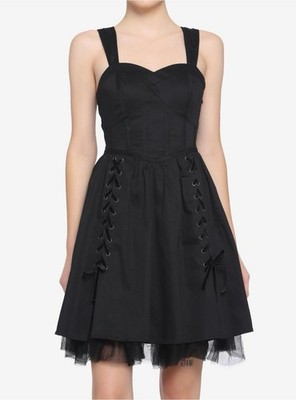 Hot Topic Women s Black Corset Dress Tulle Goth Emo Whimsy Size XL