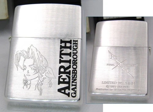 Final Fantasy 7 VII Aerith Gainsborough No.1631 Zippo Oil Lighter 1996 Mint Rare