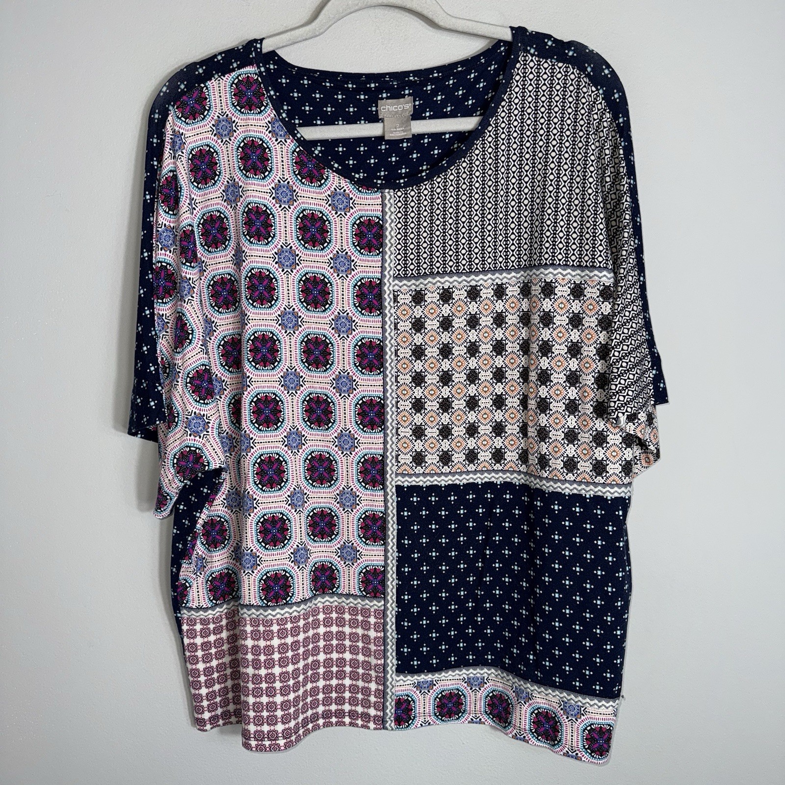 Chico's Patchwork Pullover Top-Short Dolman Sleev… - image 2